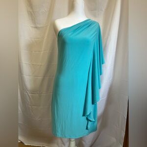 Boston Proper Teal One-Shoulder Dress
